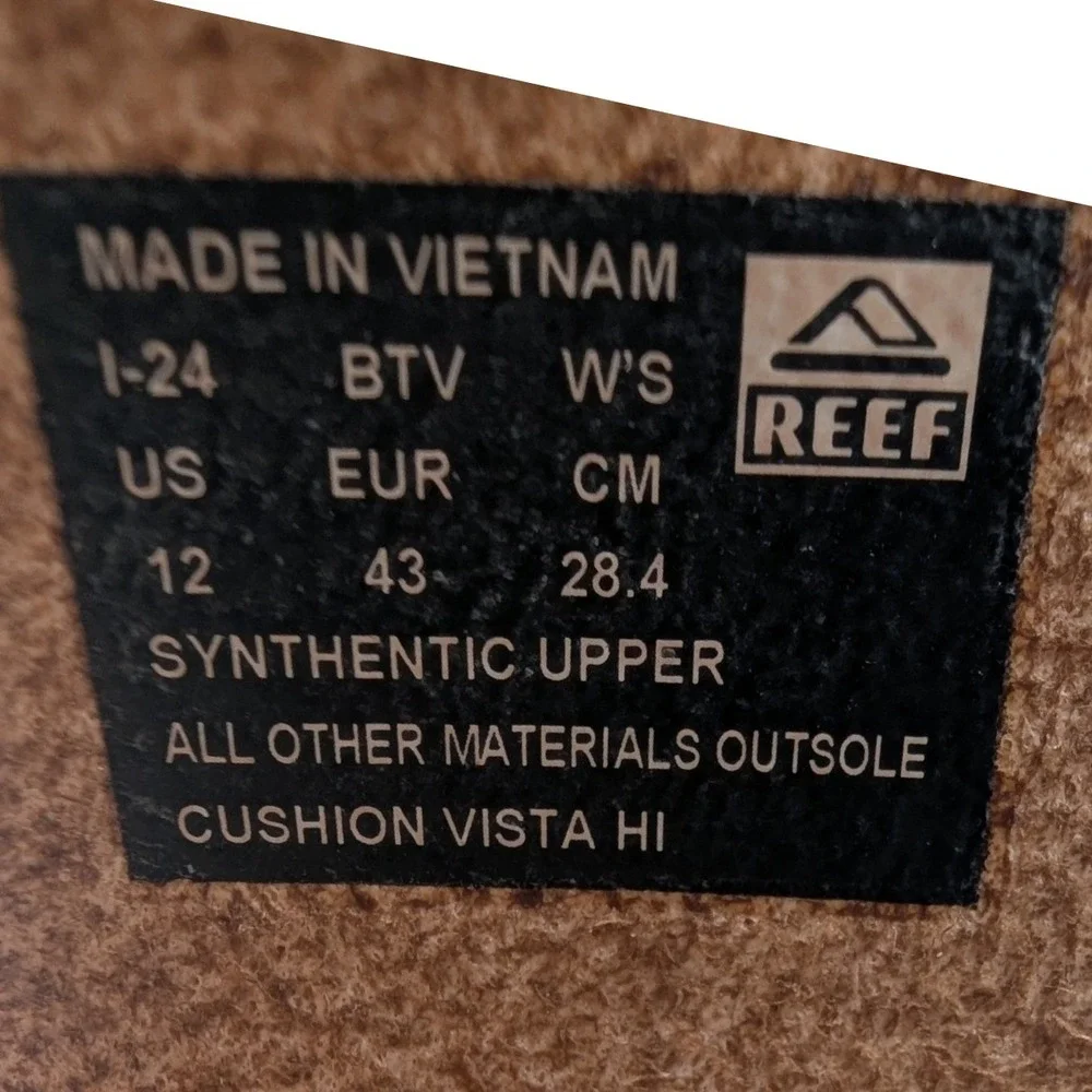 Reef Cushion Vista Hi Tan Vegan Leather Platform Slide Sandals Womens 12